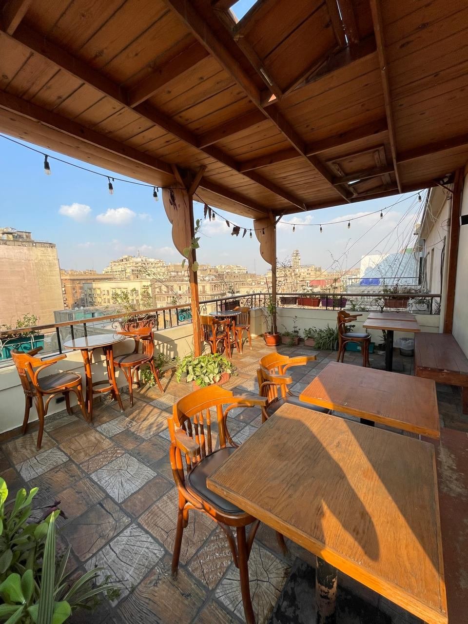 Covered rooftop terrace